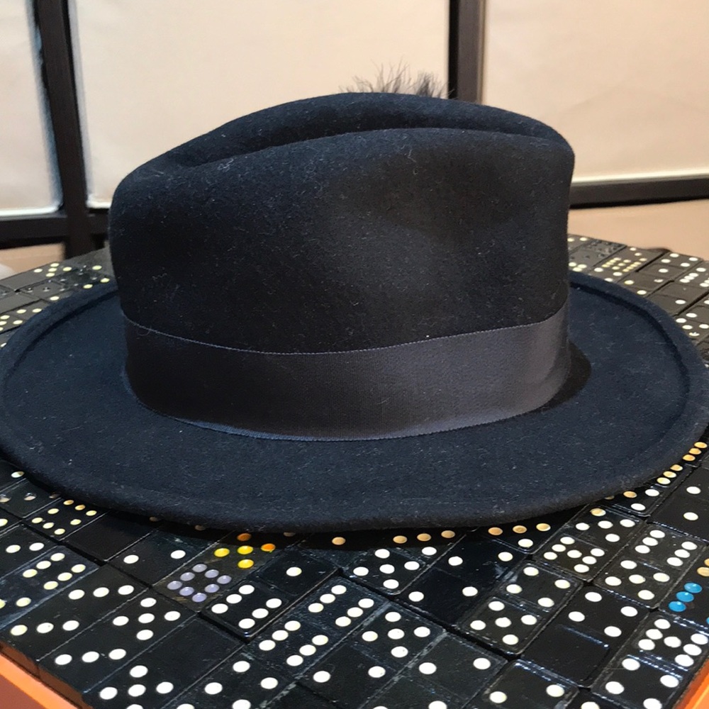 Vintage Miss Bierner Black Fedora 100% Wool Hat - Picture 3 of 6